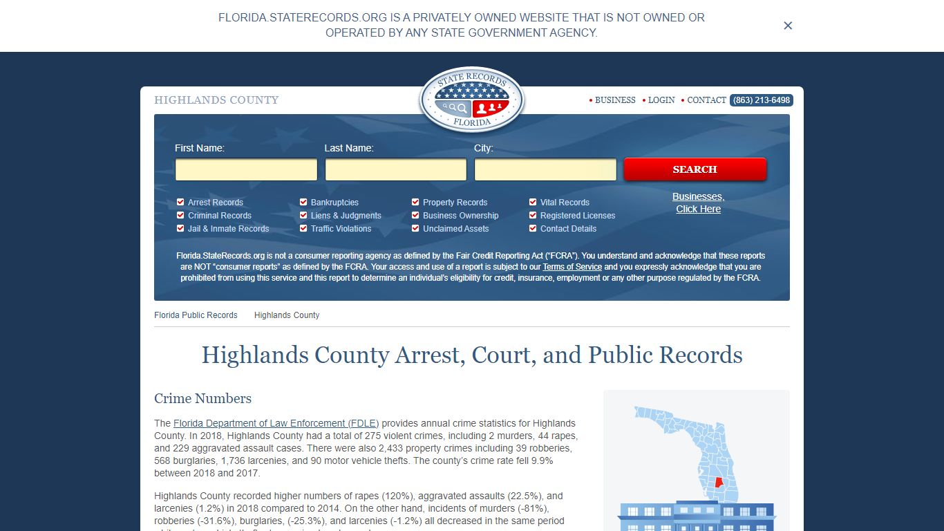 Highlands County Arrest, Court, and Public Records